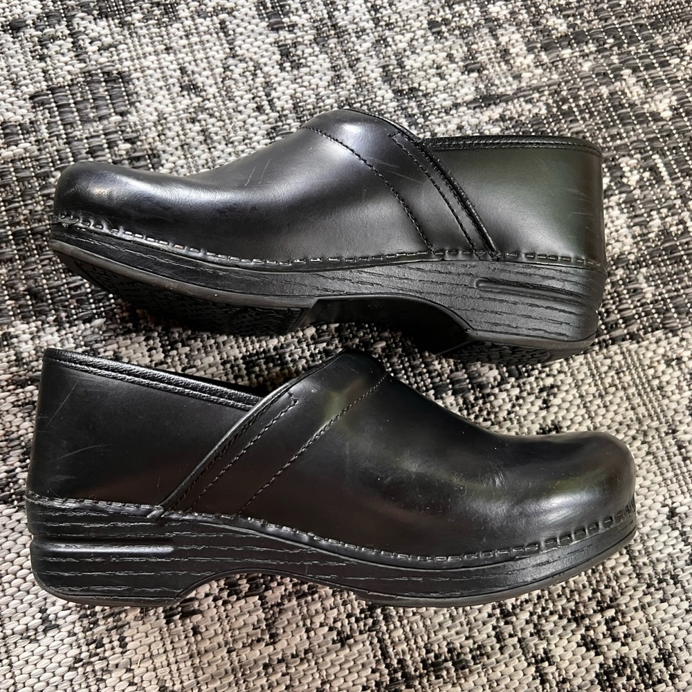 Dansko Black Leather Mules